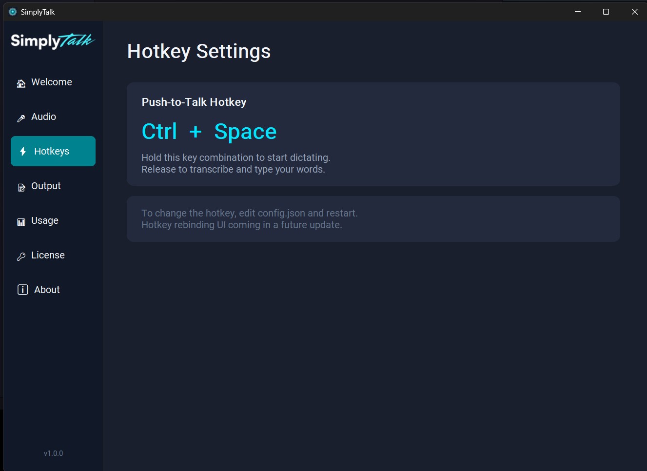 SimplyTalk Hotkey Configuration